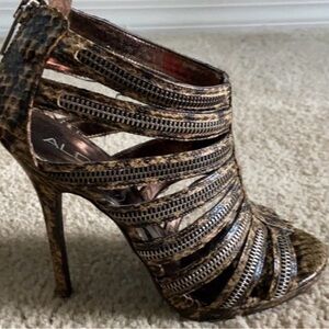 Aldo Snakeskin Pattern Strappy Open - Toe Ankle Strap stiletto Heels